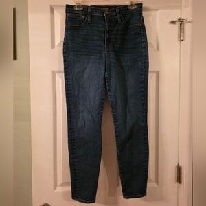 J Crew 10" Hi Rise Women's Skinny Toothpick Blue Stretch Dark Wash Jeans 30